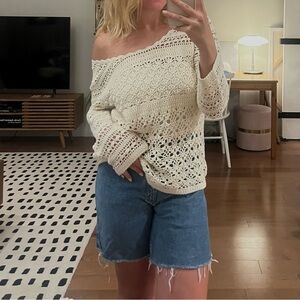 Lucky Brand Crochet Boho Coastal Grandma Top
